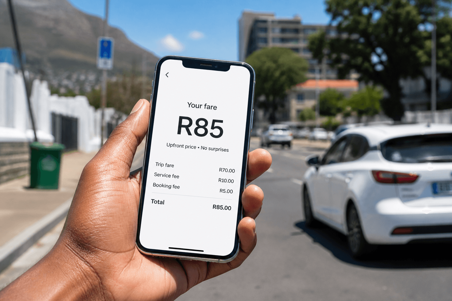 Upfront fare shown on a phone